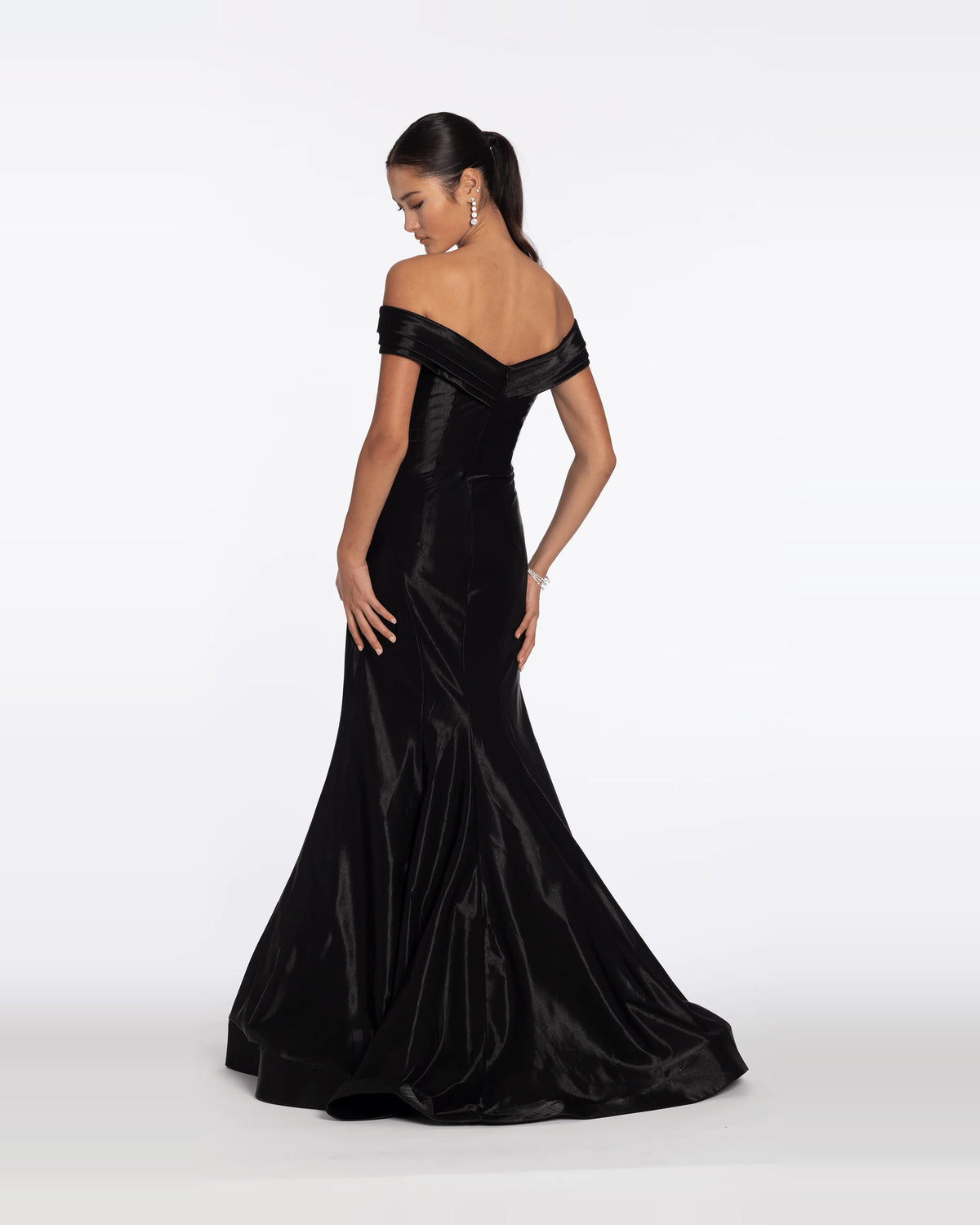 off shoulder trumpet maxi prom dress - image 2