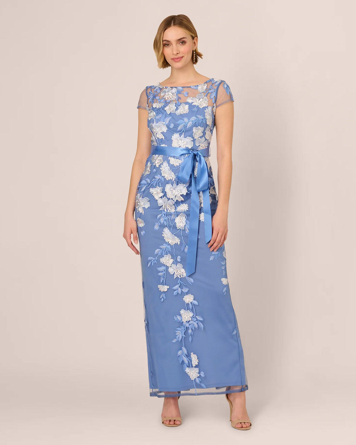 short-sleeve a-line maxi mother of the bride dress - image 2