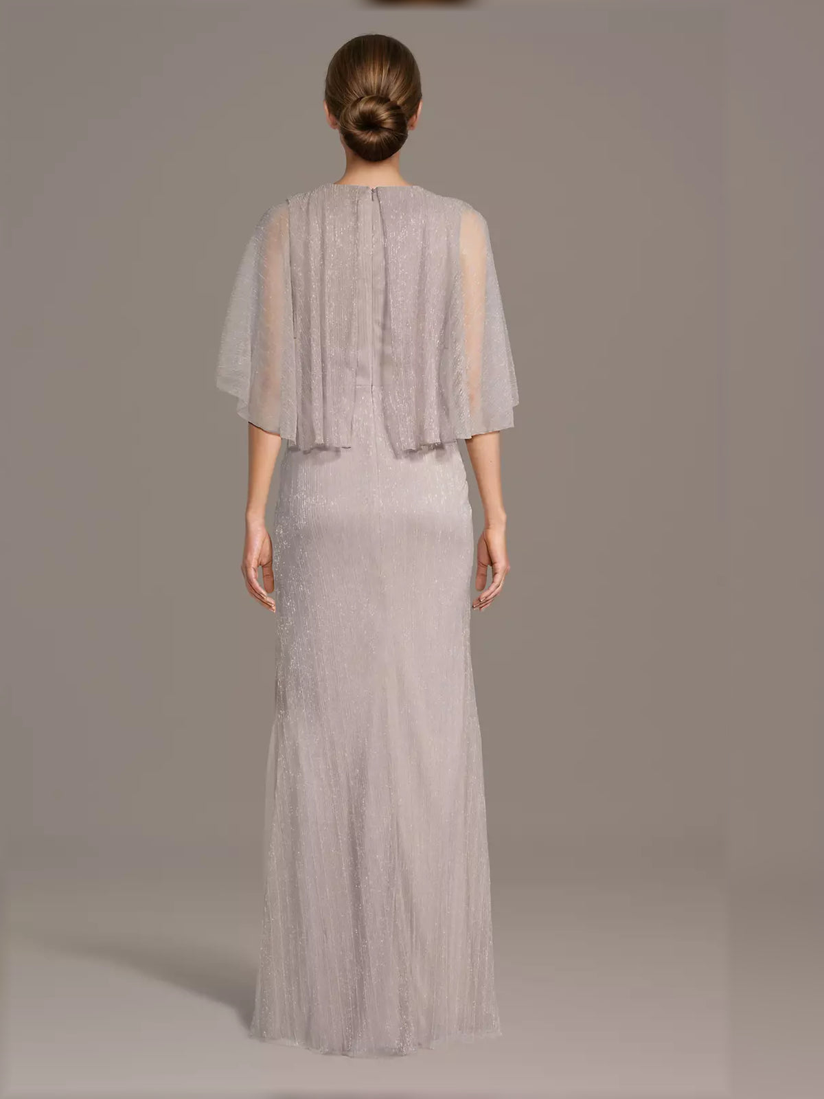 Blush Pink maxi mother of the bride dress, alternate view showing the bodice and skirt