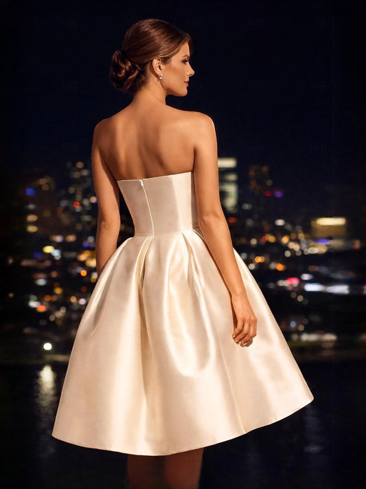 Blush Pink midi prom dress, back view showing the rear of the dress
