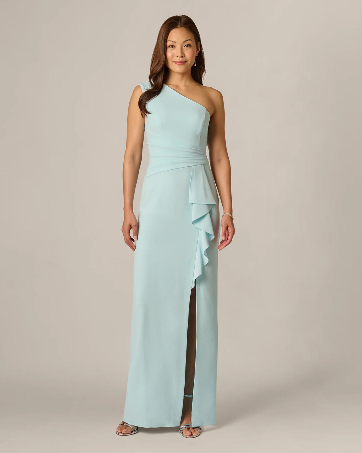 one-shoulder a-line maxi mother of the bride dress - image 2