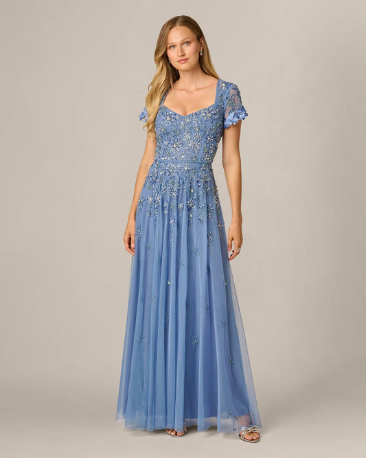 spaghetti strap a-line maxi mother of the bride dress - image 2