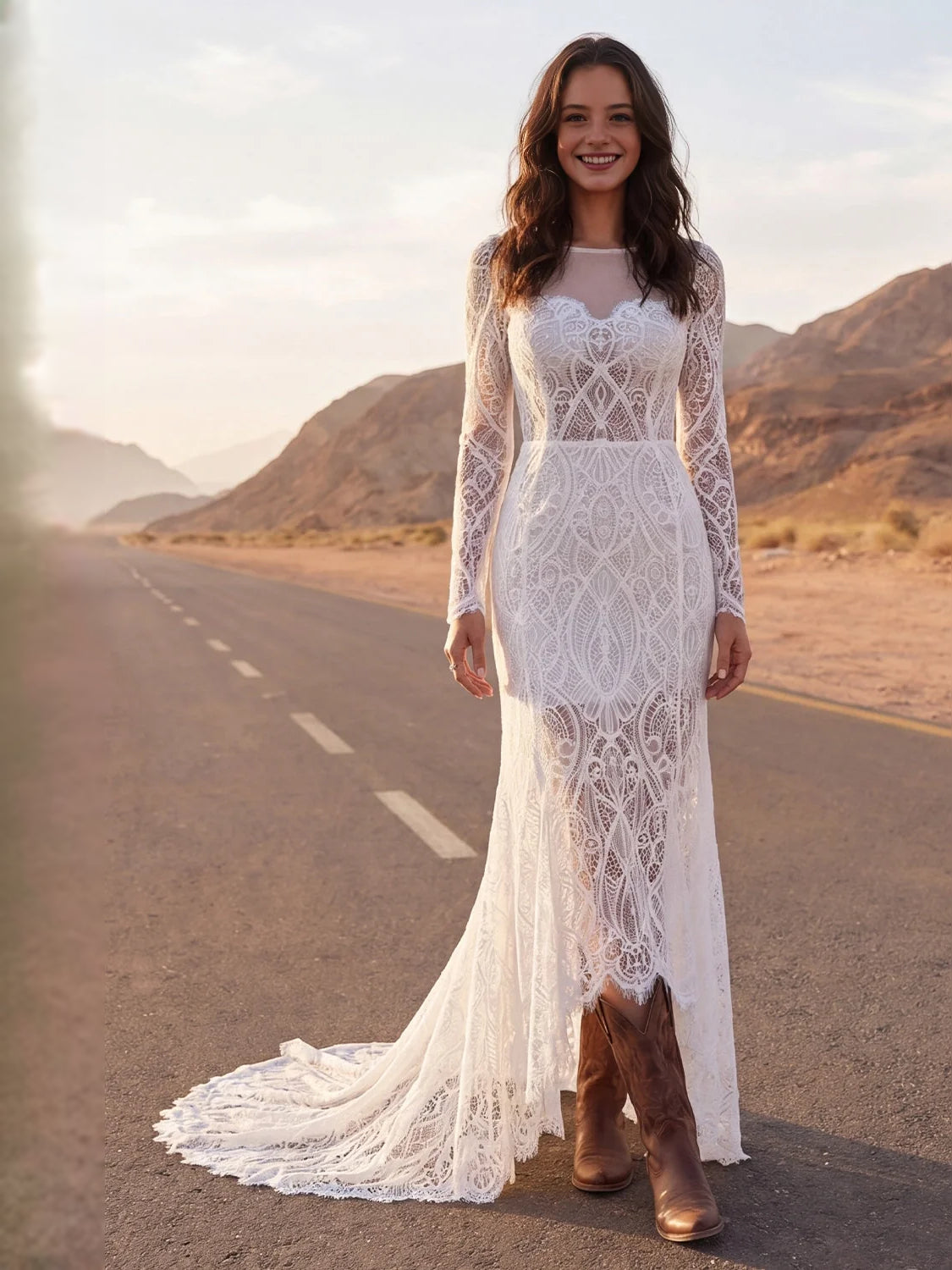 Ivory floor-length wedding dress, alternate view showing the bodice and skirt
