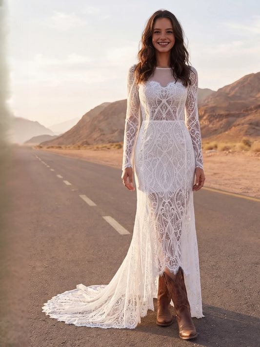 Ivory floor-length wedding dress, alternate view showing the bodice and skirt