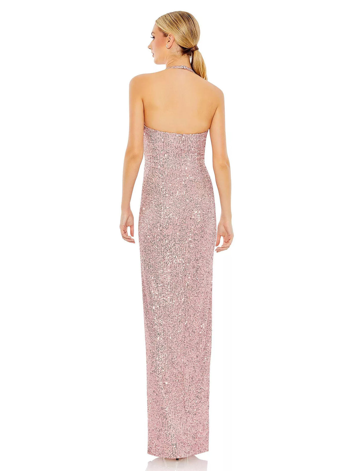 Dusty Rose sheath floor-length formal dress with sequins, alternate view