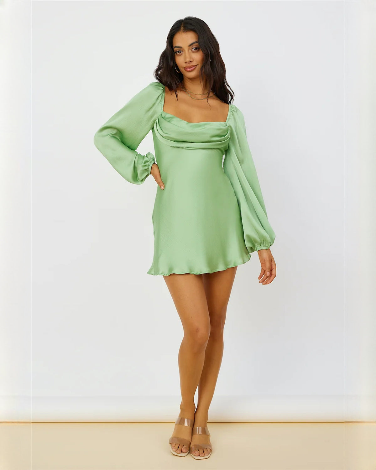 sleeveless satin a-line maxi bridesmaid dress - image 2