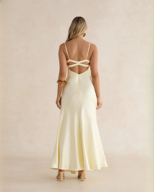 sleeveless satin a-line maxi bridesmaid dress - image 2