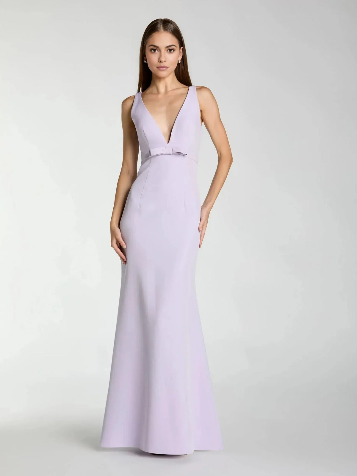 Lilac floor-length bridesmaid dress, alternate view showing the bodice and skirt