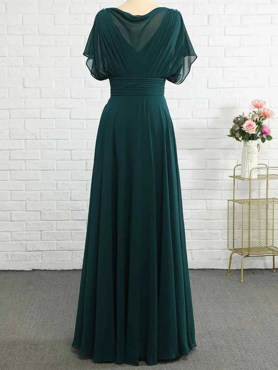 Peacock a-line floor-length formal dress with ruching, alternate view