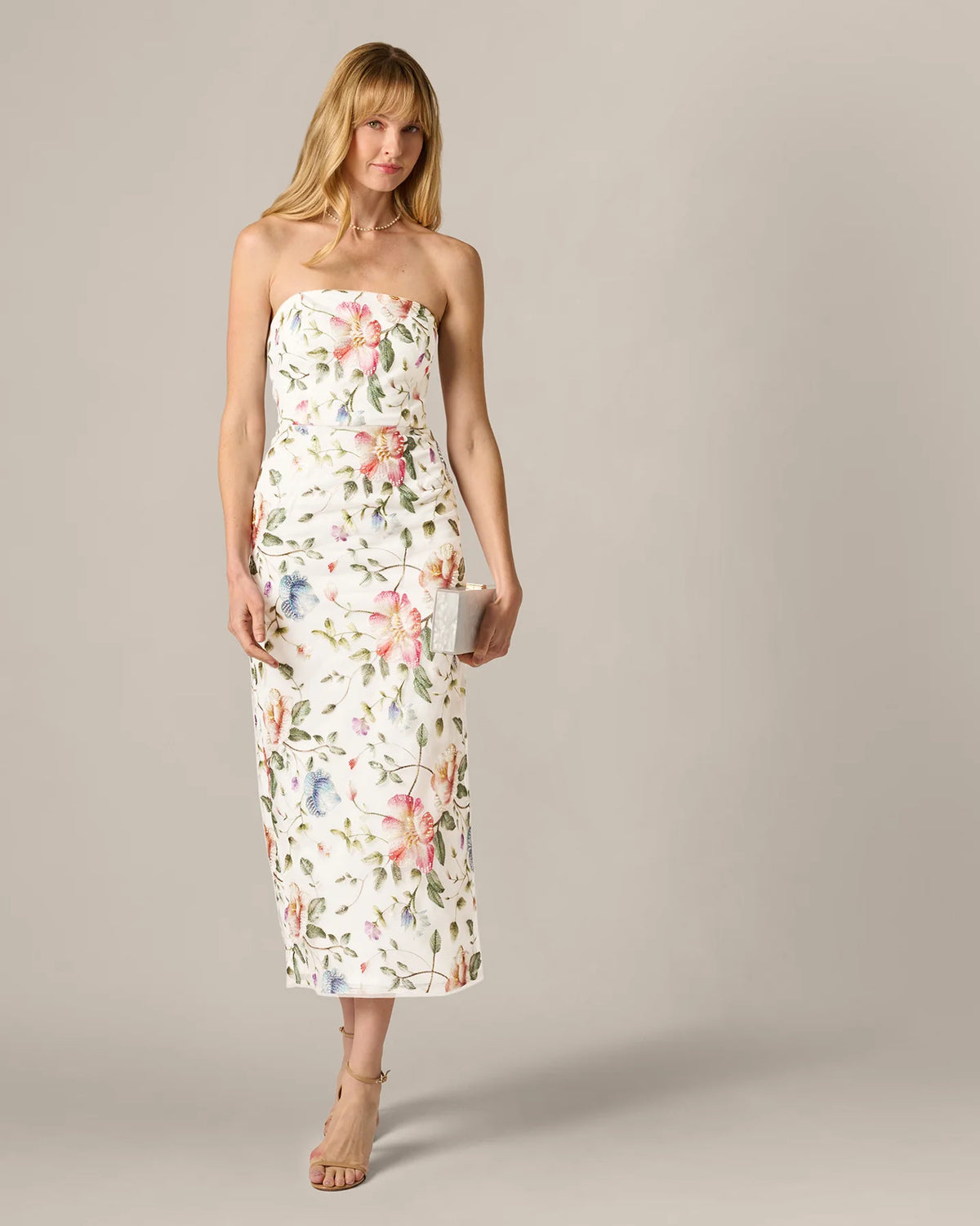 strapless a-line midi mother of the bride dress - image 2