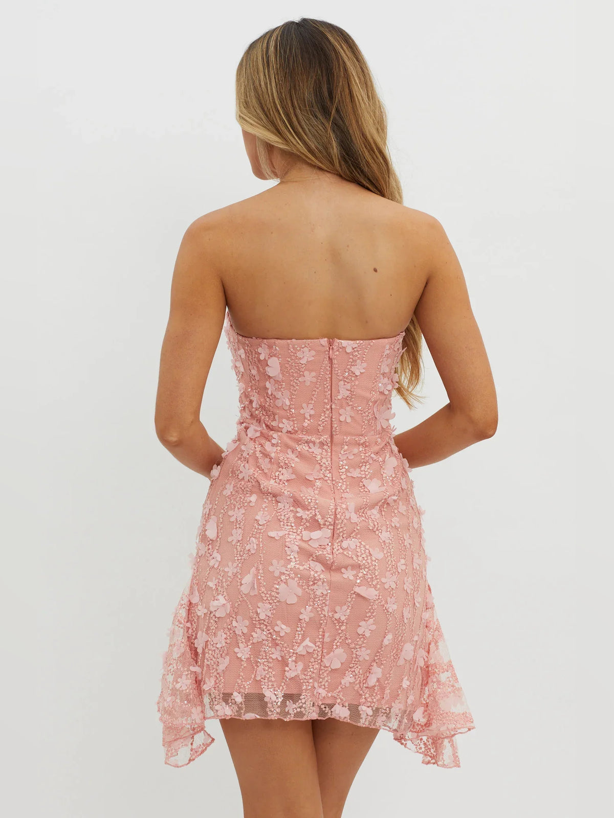 As Picture mini homecoming dress, back view showing the rear of the dress