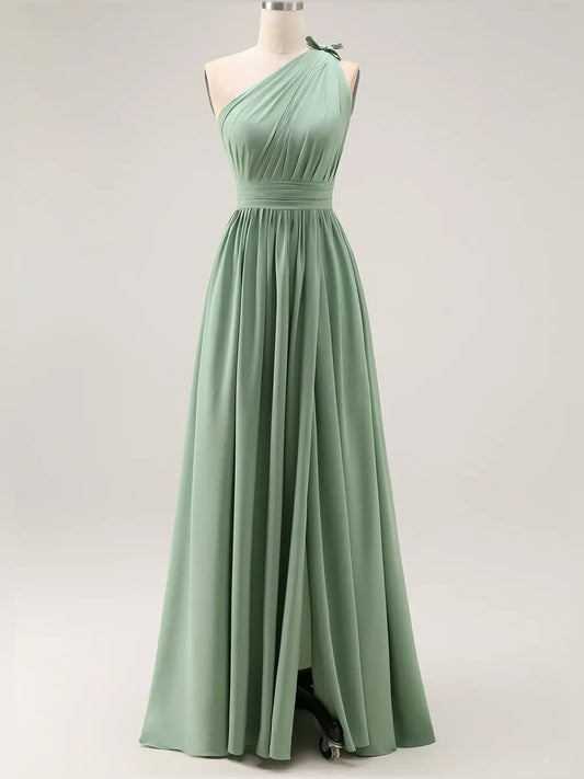 Black floor-length bridesmaid dress, alternate view showing the bodice and skirt