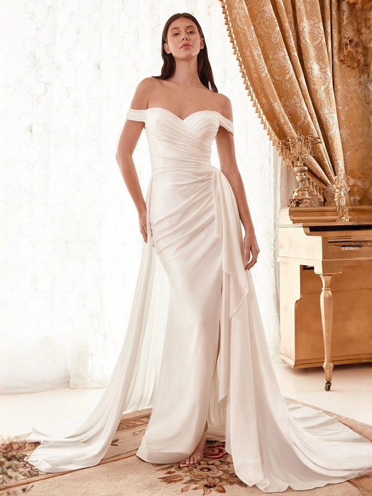 Ivory floor-length wedding dress, alternate view showing the bodice and skirt