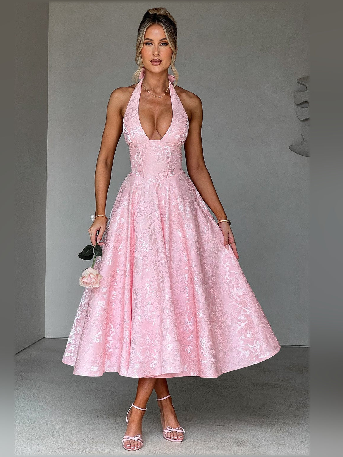 Blush midi formal dress, alternate view
