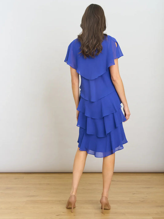 Cobalt Blue knee-length mother of the bride dress, alternate view showing the bodice and skirt