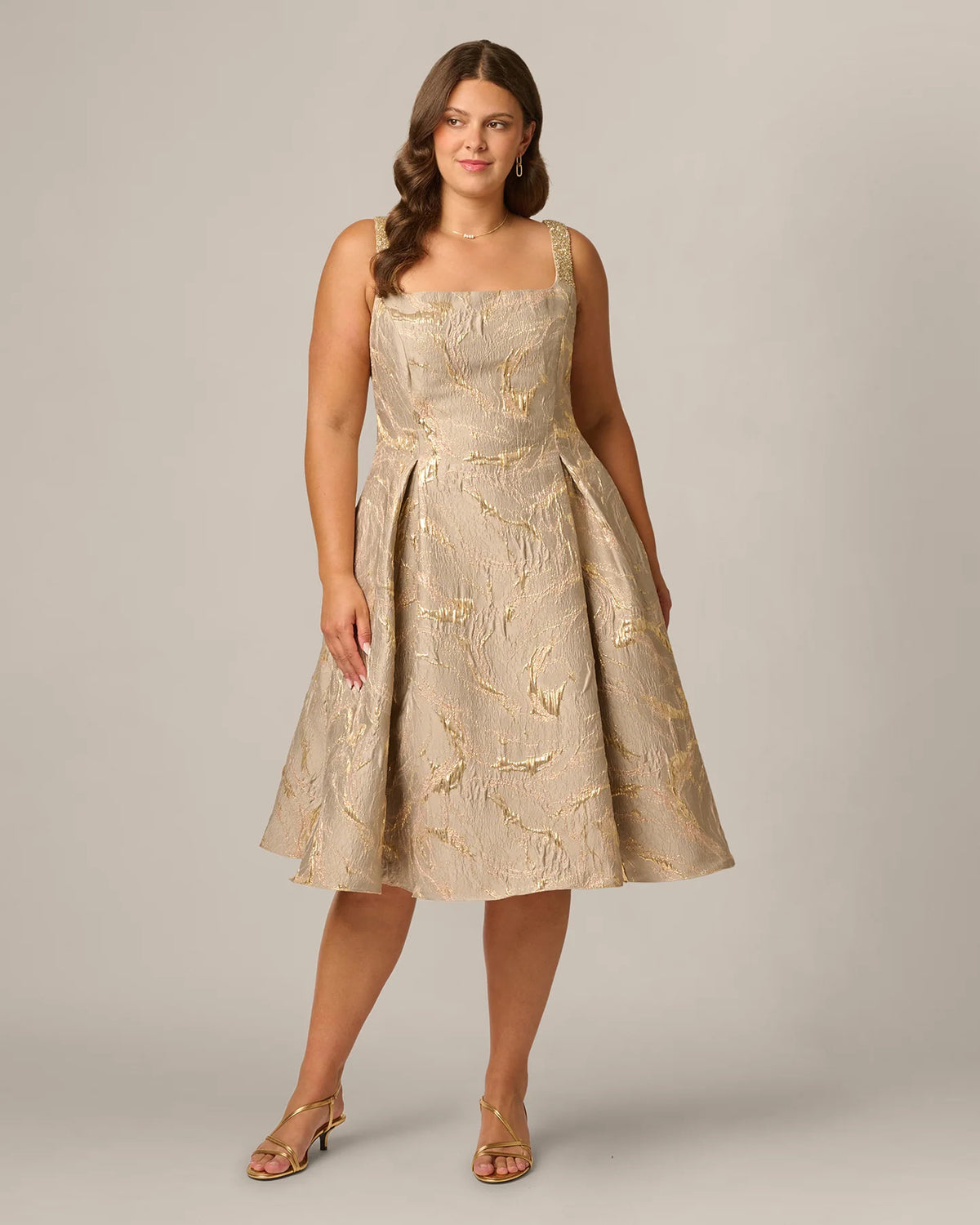 square neck fit-and-flare midi mother of the bride dress - image 2