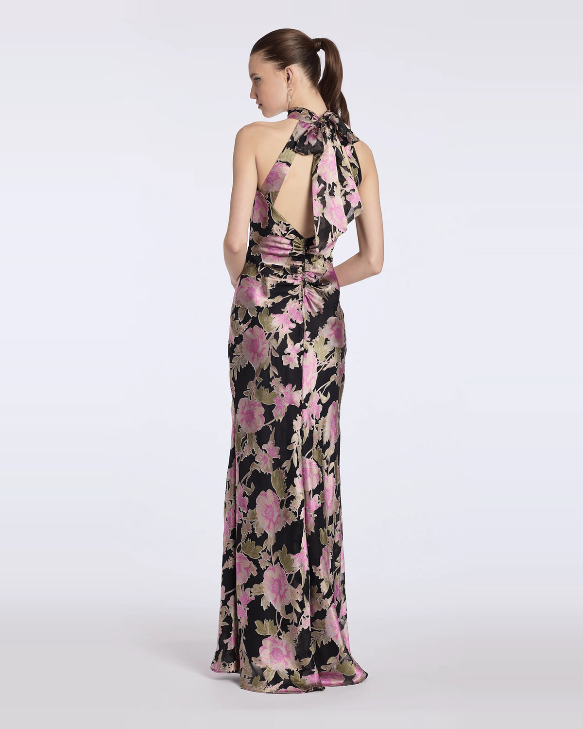 halter neck column maxi prom dress - image 2
