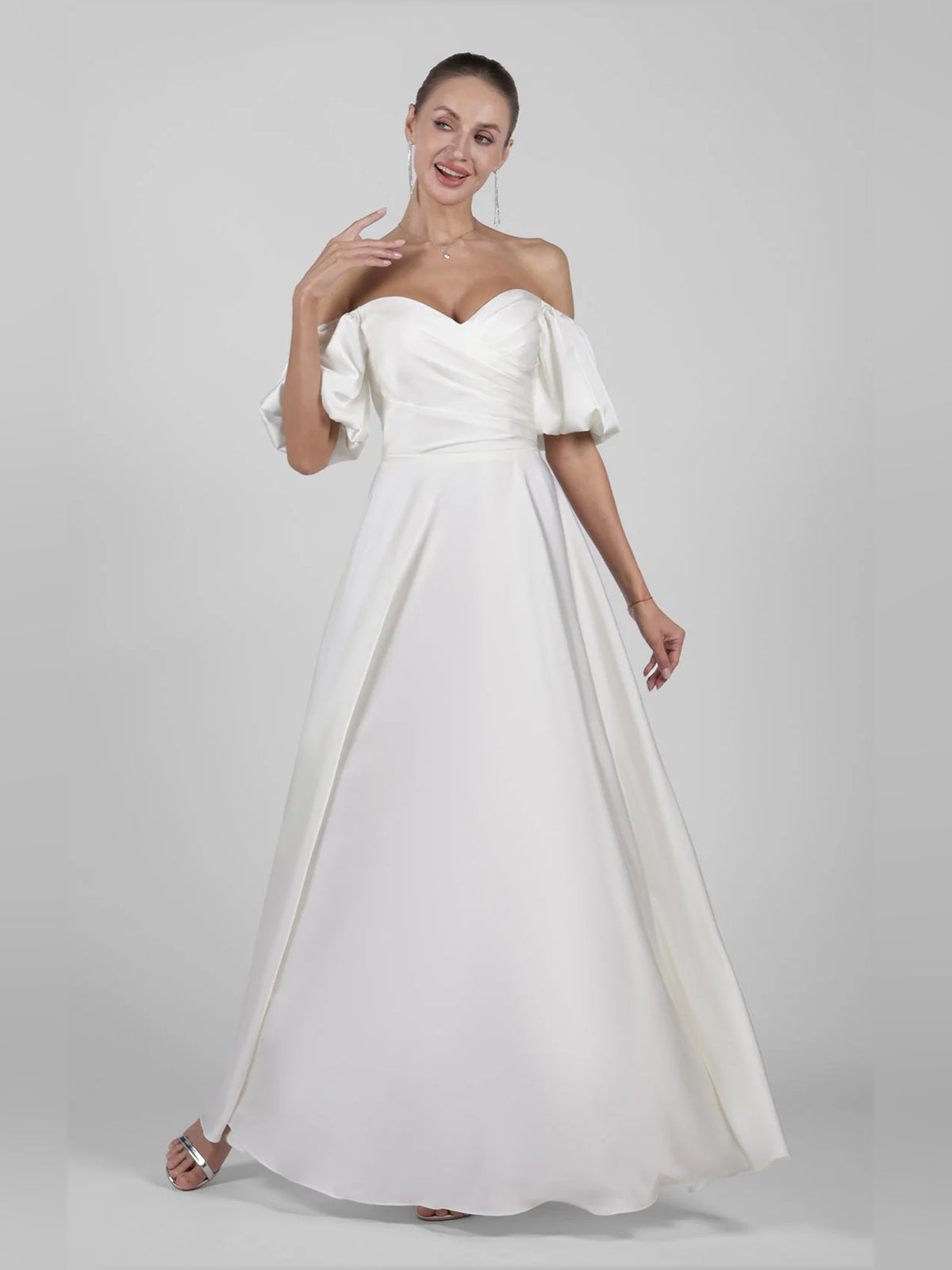 Ivory maxi wedding dress, alternate view showing the bodice and skirt