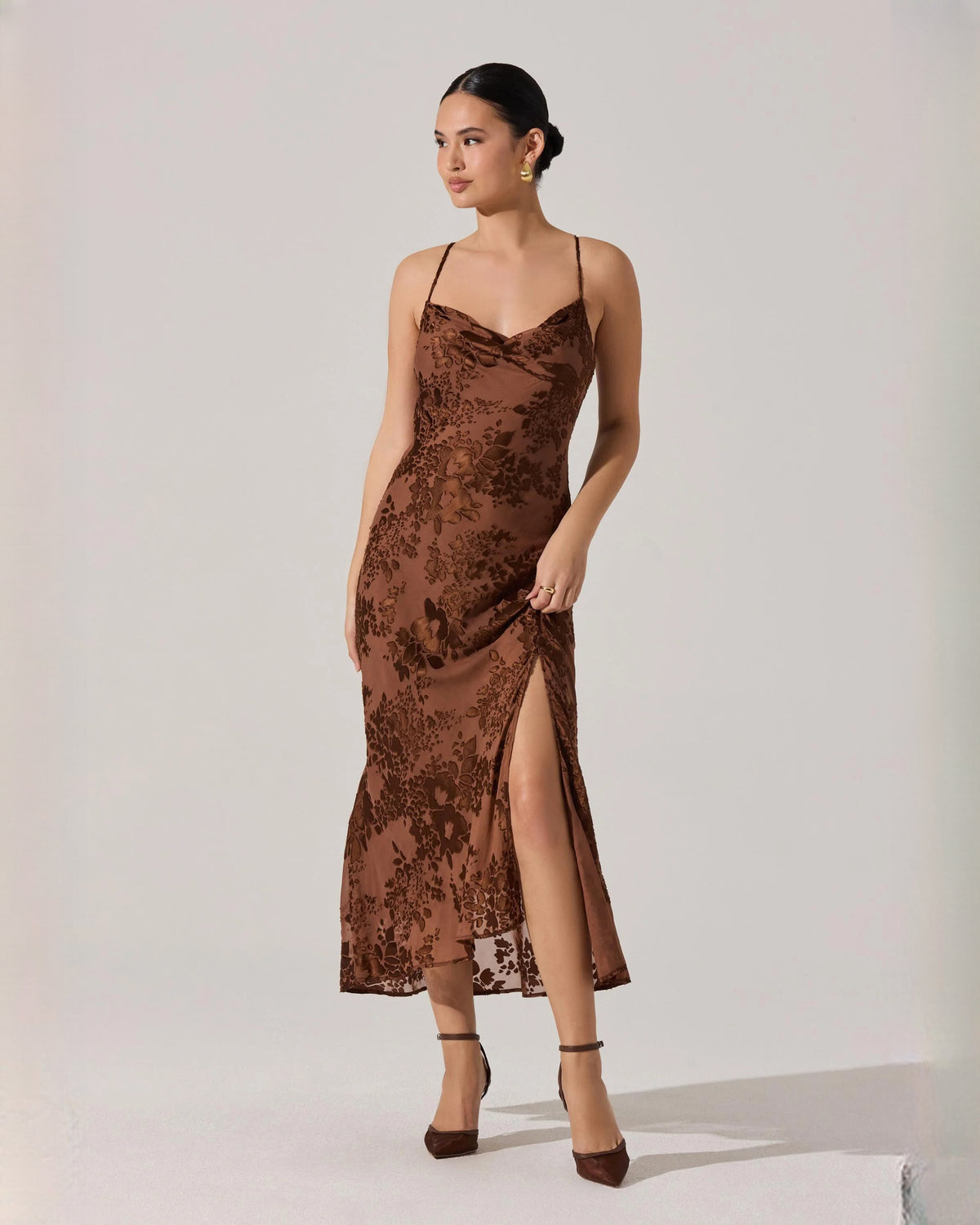sleeveless mesh a-line midi bridesmaid dress - image 2