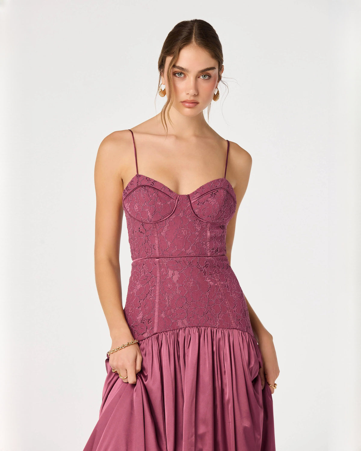 sweetheart structured satin a-line maxi bridesmaid dress - image 2