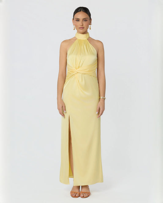 halter neck satin a-line maxi bridesmaid dress - image 2