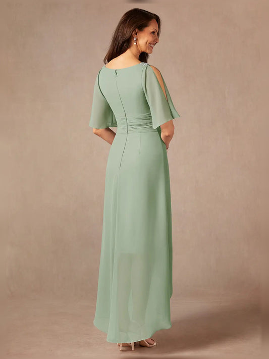 Dusty Sage midi mother of the bride dress, alternate view showing the bodice and skirt