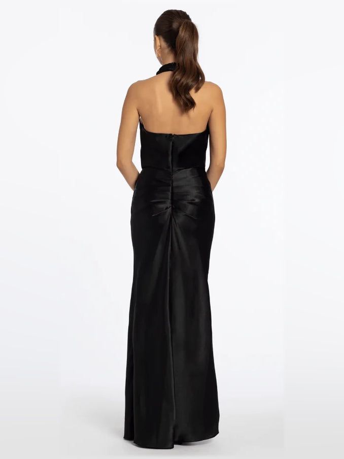 Black sheath floor-length formal dress, alternate view