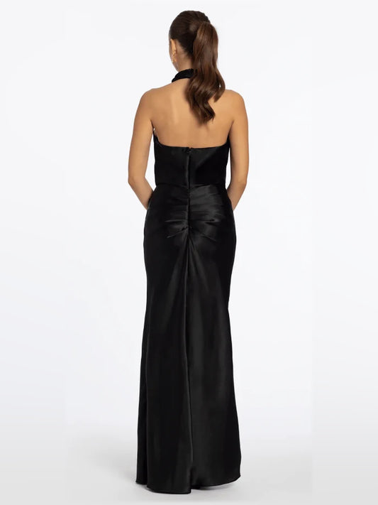 Black sheath floor-length formal dress, alternate view