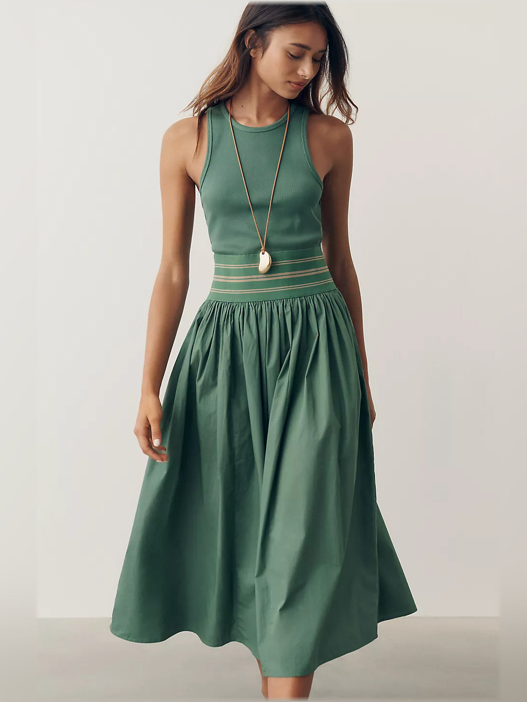 Green midi formal dress, alternate view