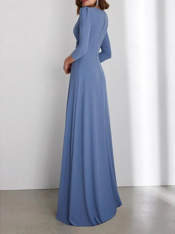 Steel Blue floor-length mother of the bride dress, alternate view showing the bodice and skirt