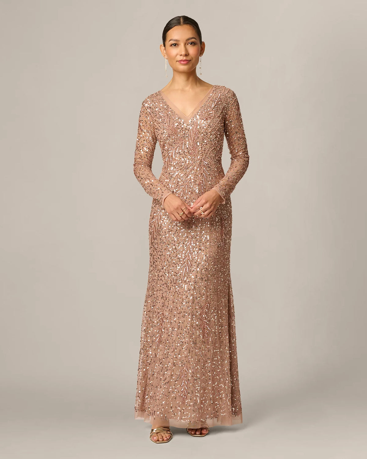 long-sleeve a-line maxi mother of the bride dress - image 2