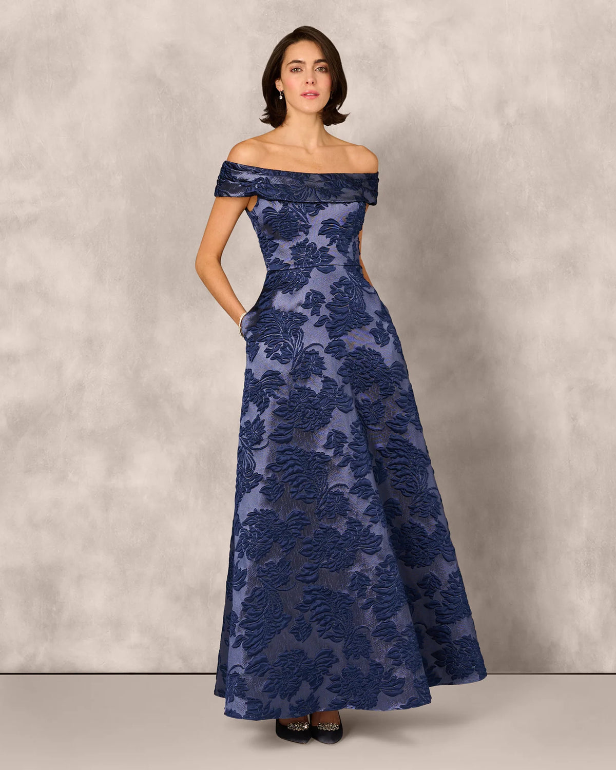 off-shoulder a-line maxi mother of the bride dress - image 2
