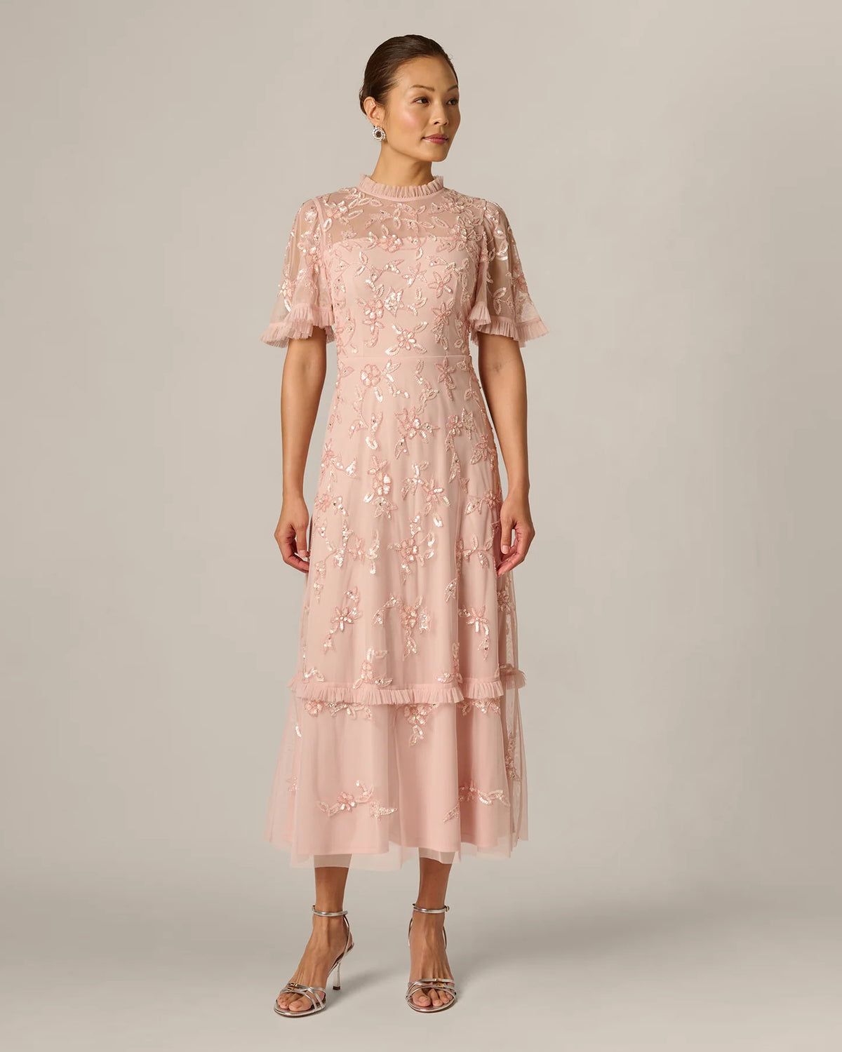 flutter-sleeve a-line midi mother of the bride dress - image 2