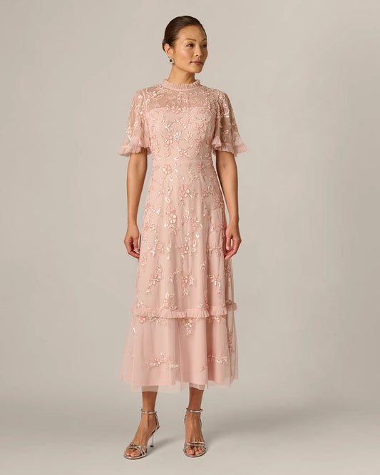 flutter-sleeve a-line midi mother of the bride dress - image 2