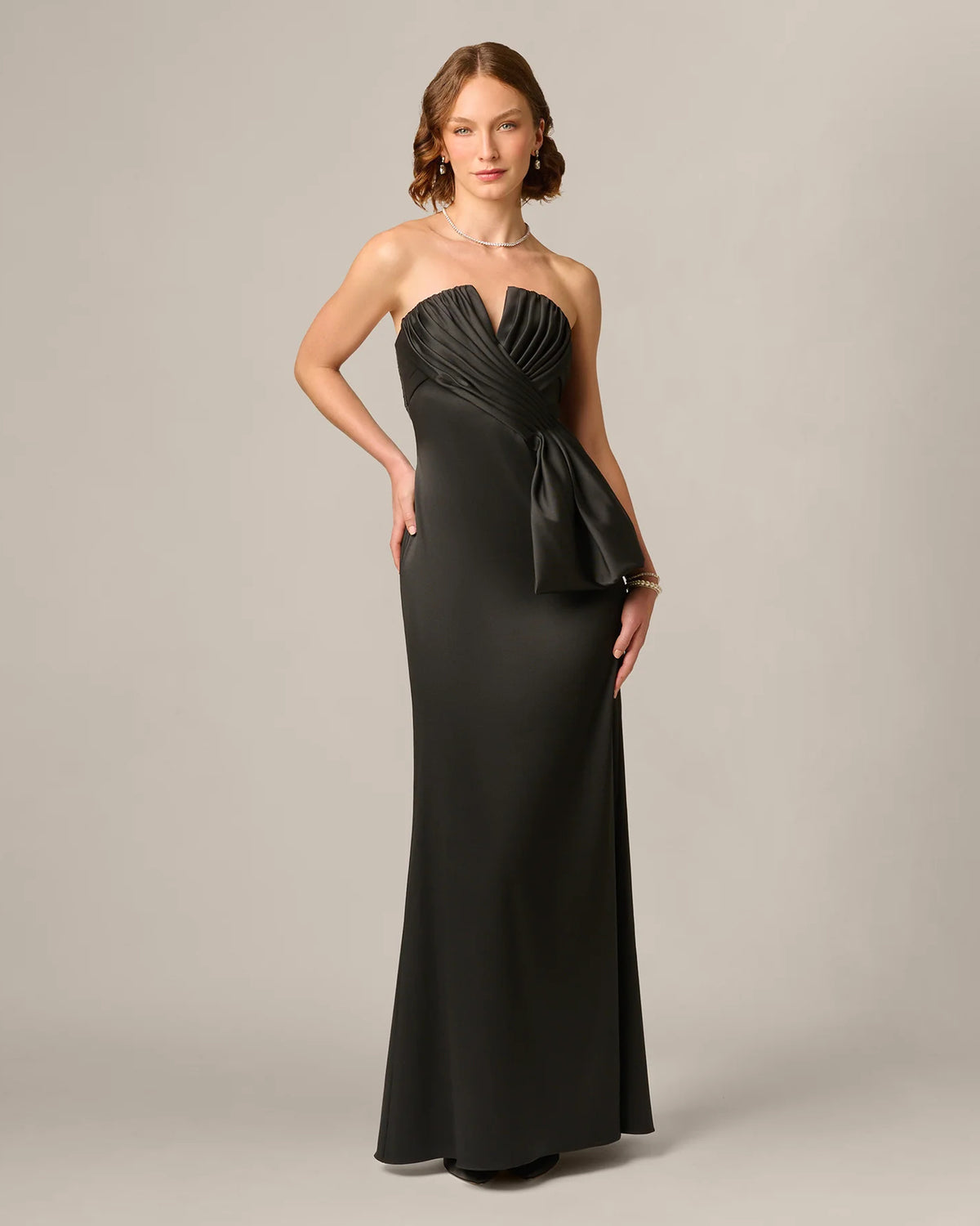 strapless a-line maxi mother of the bride dress - image 2
