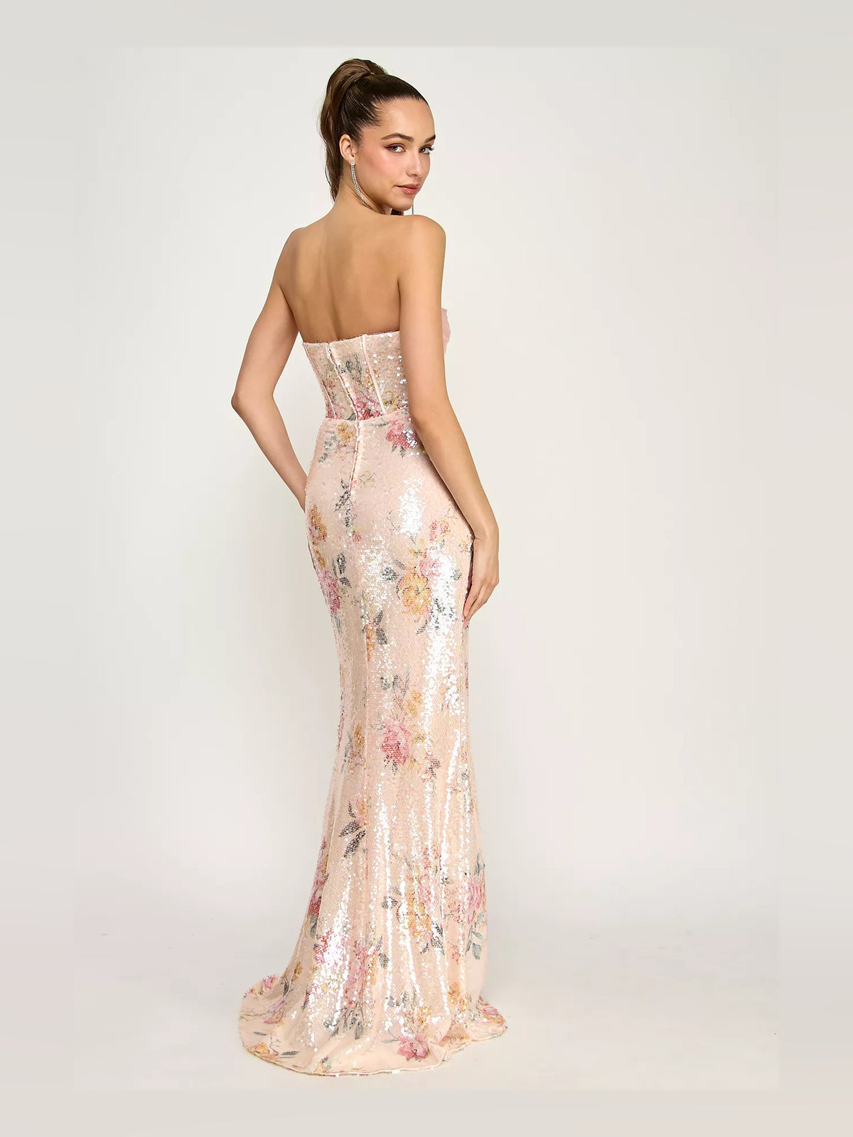 As Picture mermaid floor-length formal dress with skirt slit, alternate view