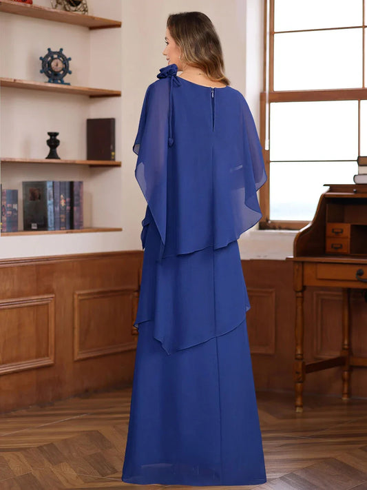 Royal Blue floor-length mother of the bride dress, alternate view showing the bodice and skirt