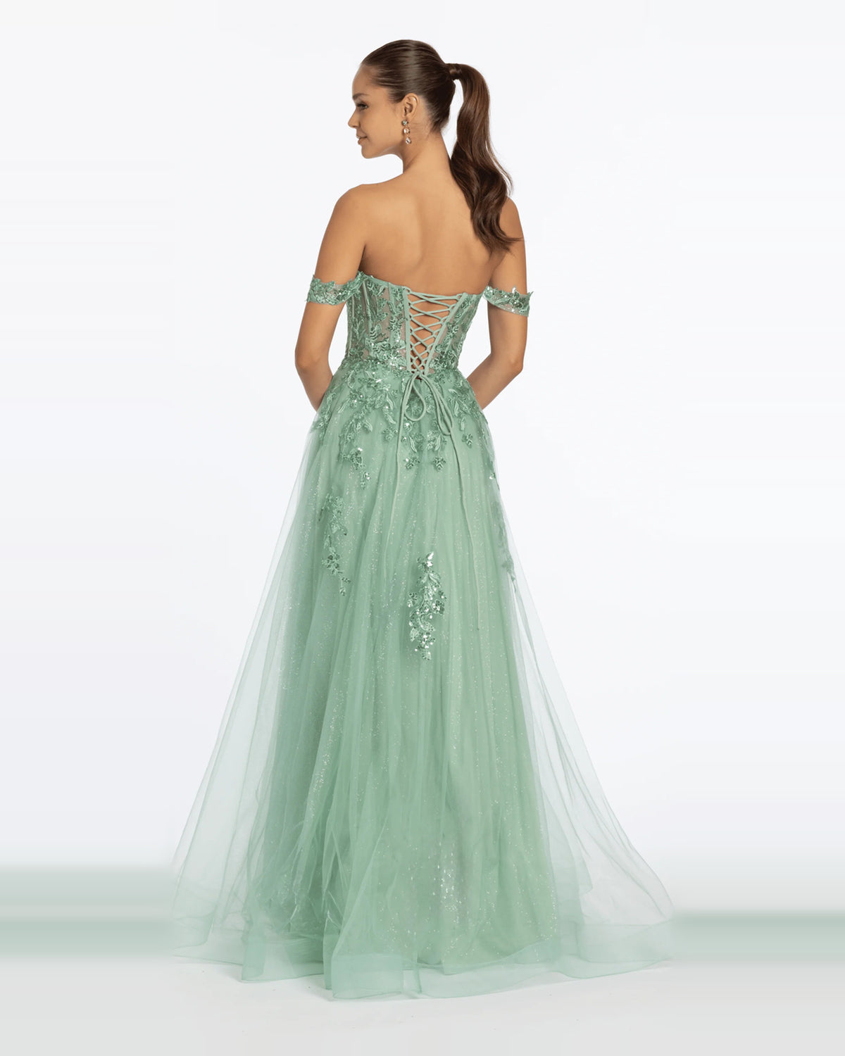 off shoulder ball-gown floor-length prom dress - image 2