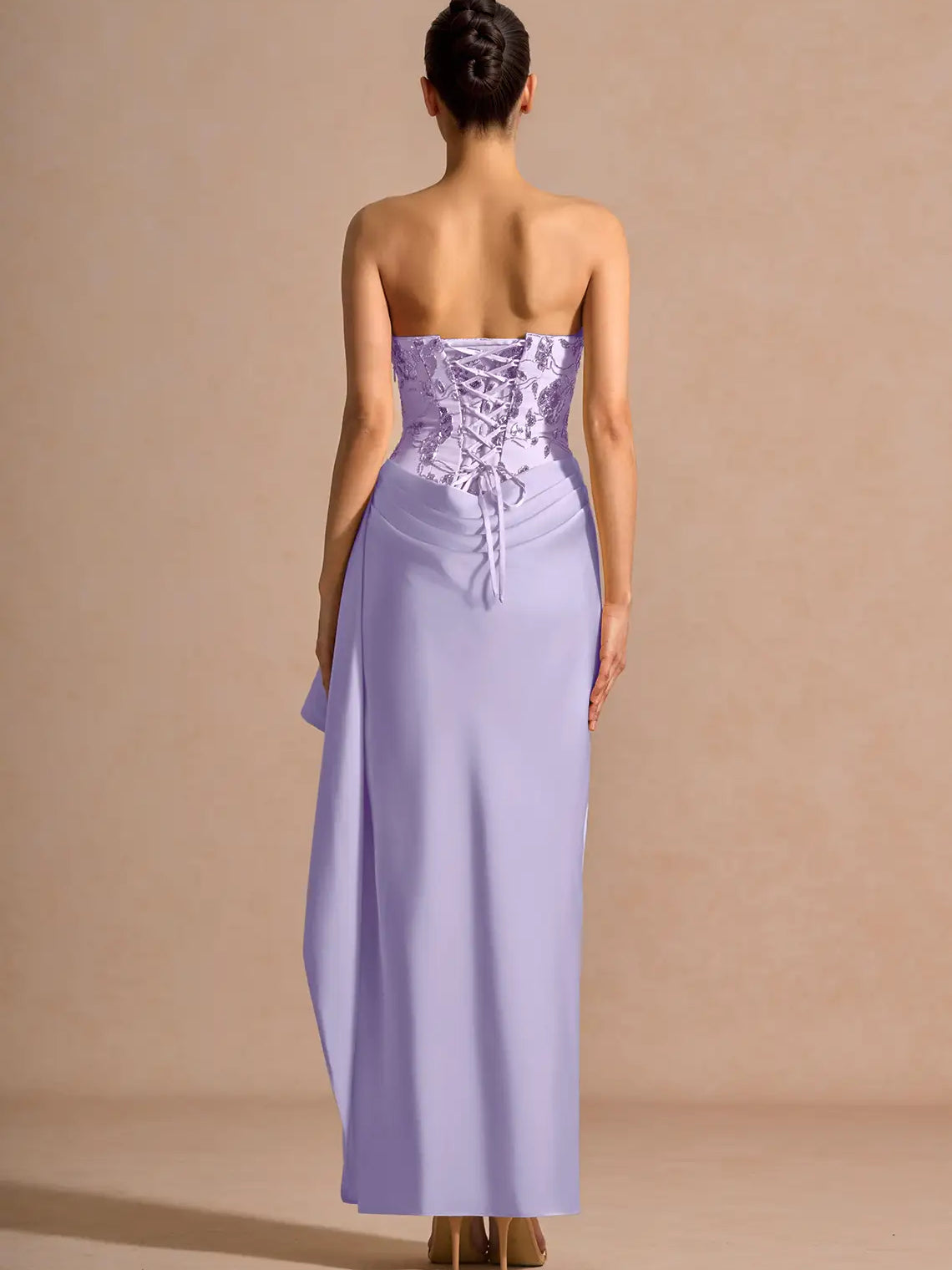 Lilac mermaid floor-length formal dress with embroidery, alternate view