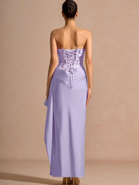 Lilac mermaid floor-length formal dress with embroidery, alternate view