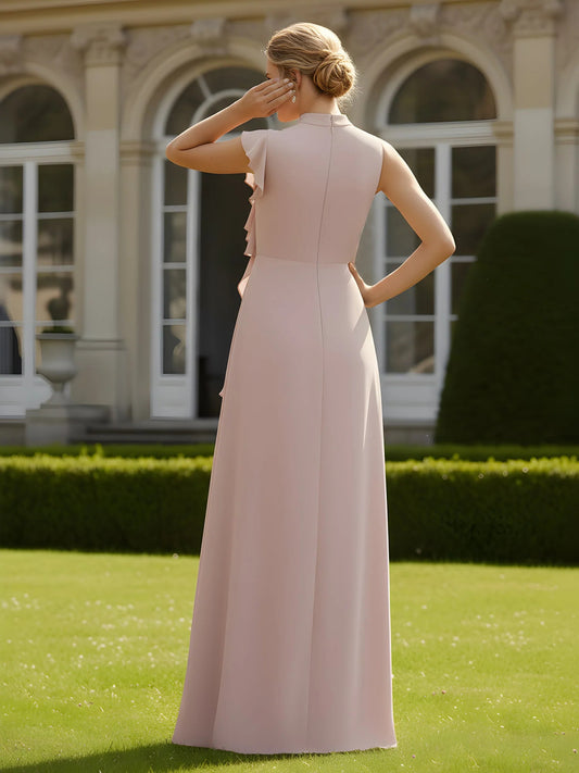 Dusty Rose floor-length mother of the bride dress, alternate view showing the bodice and skirt