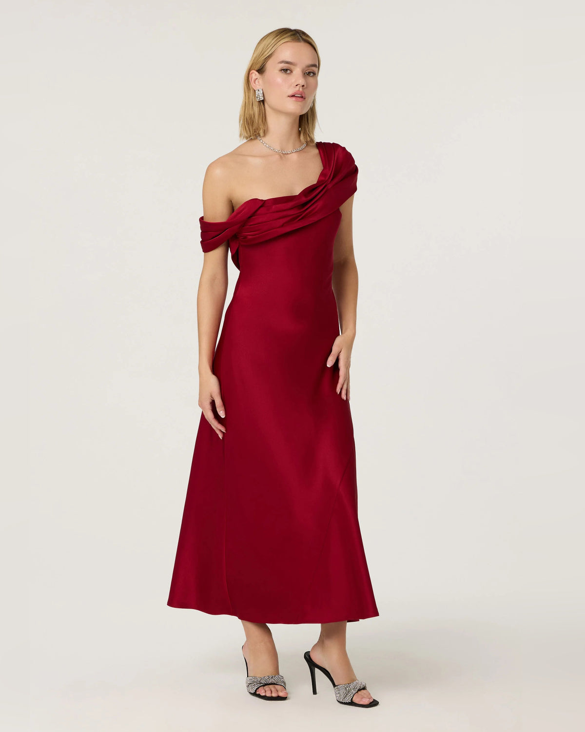 one-shoulder a-line maxi formal dress - image 2