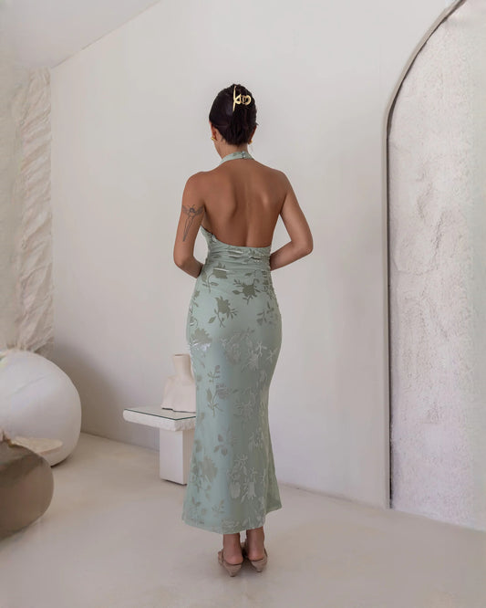 sleeveless mesh a-line maxi bridesmaid dress - image 2
