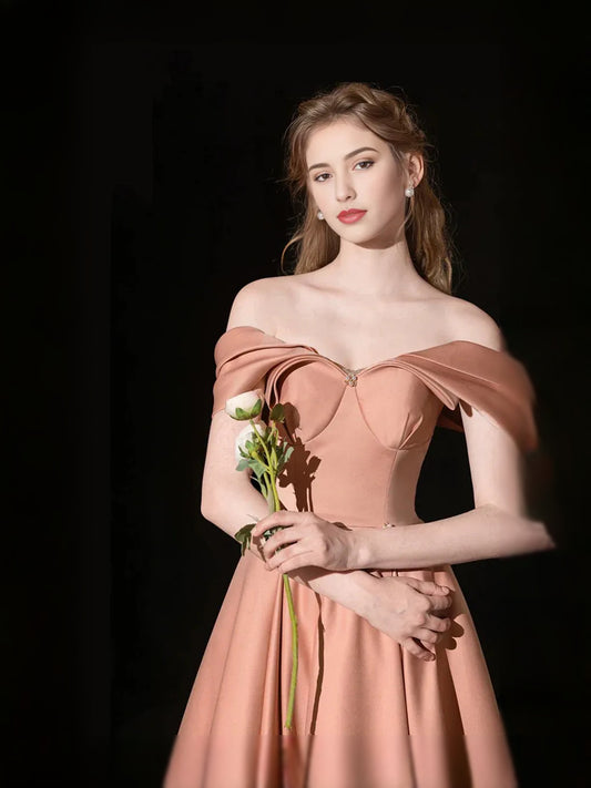 Pearl Pink maxi prom dress, alternate view showing the bodice and skirt