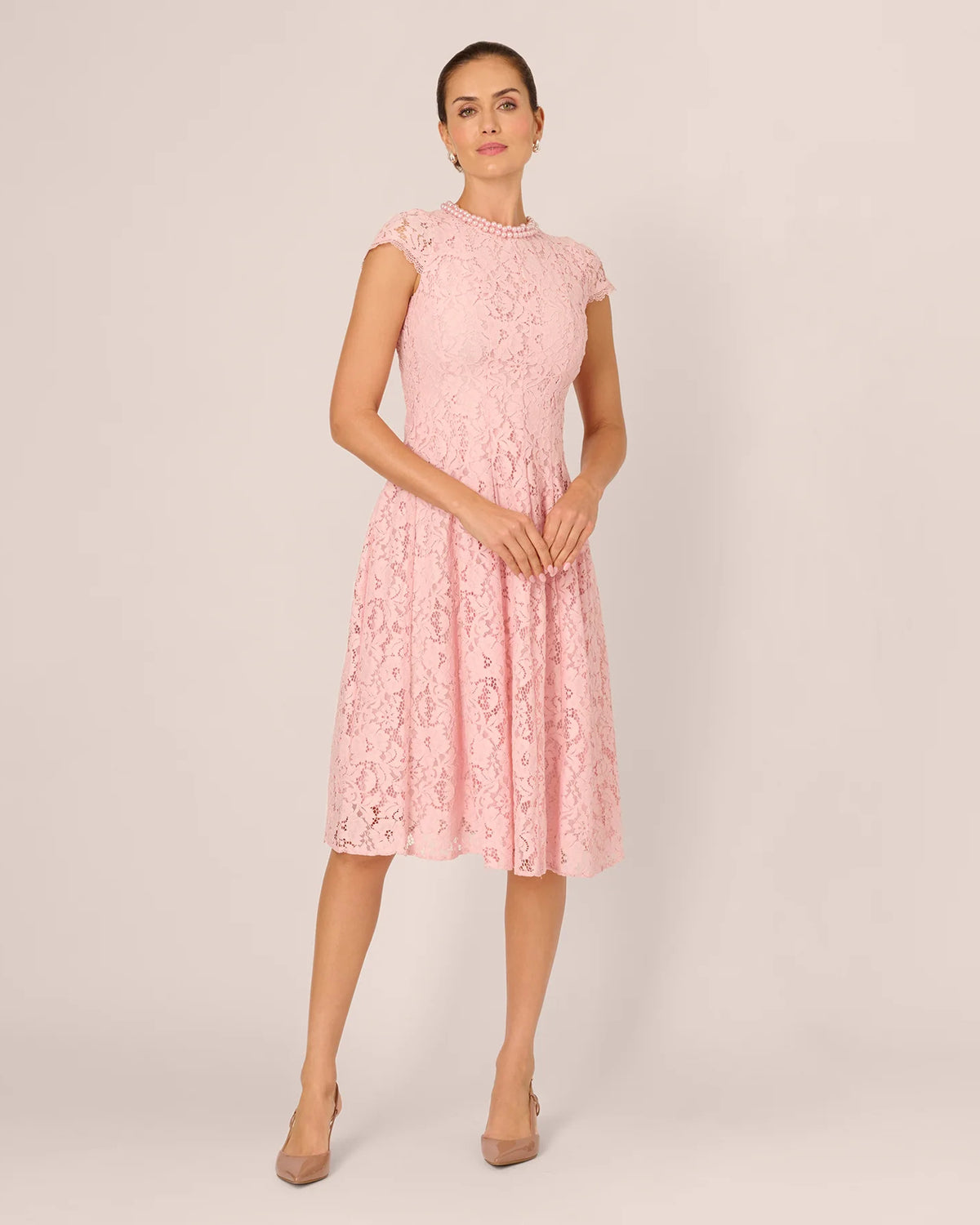cap-sleeve a-line midi mother of the bride dress - image 2