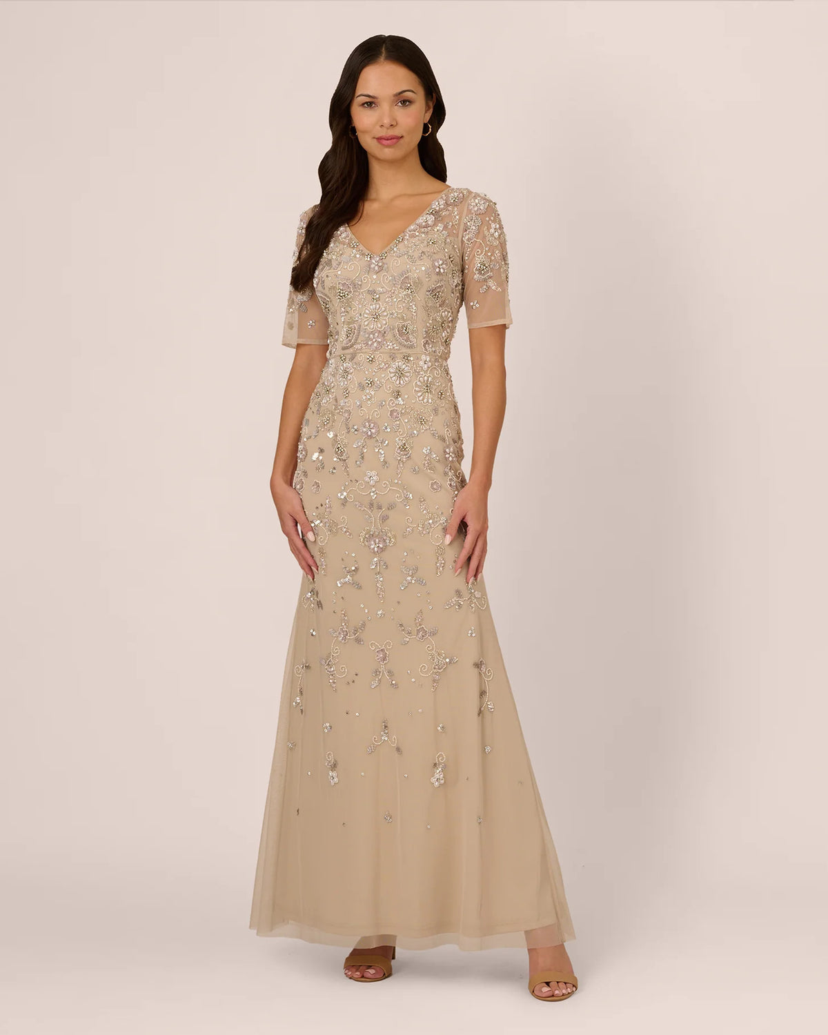 short-sleeve mermaid maxi mother of the bride dress - image 2