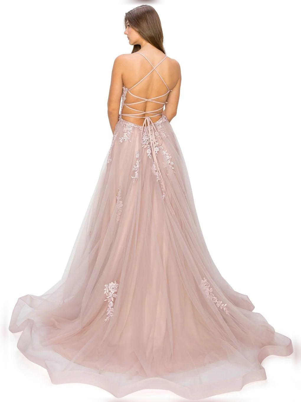 Champagne floor-length bridesmaid dress, alternate view showing the bodice and skirt