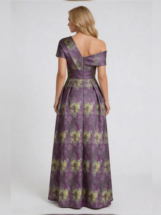 Fuchsia floor-length mother of the bride dress, alternate view showing the bodice and skirt