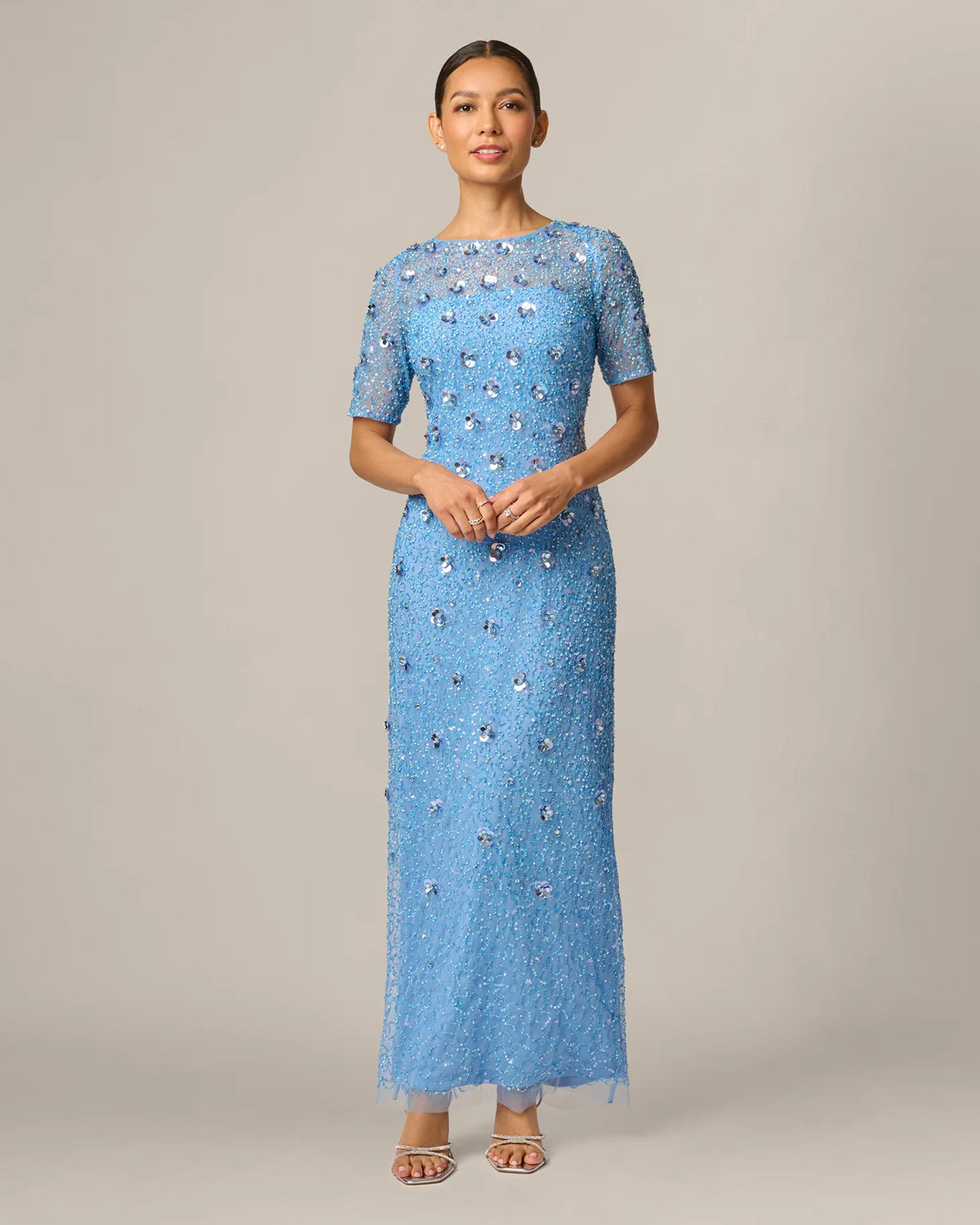 spaghetti strap a-line maxi mother of the bride dress - image 2