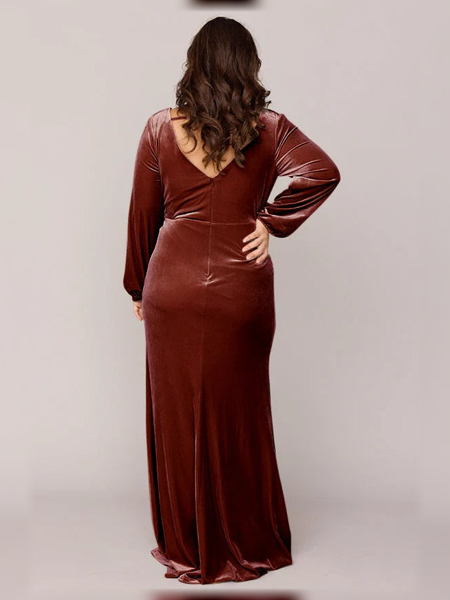 Slate Blue floor-length bridesmaid dress, alternate view showing the bodice and skirt